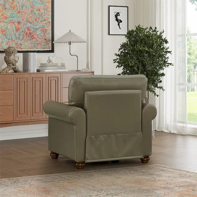 Living Room Sofa Single Seat Chair with Wood Leg Faux Leather