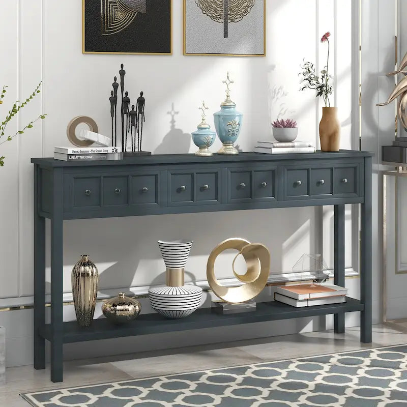 Rustic Entryway Console Table with Storage