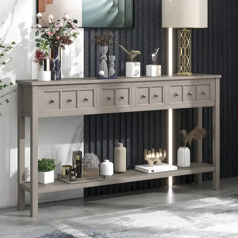 Rustic Entryway Console Table with Storage