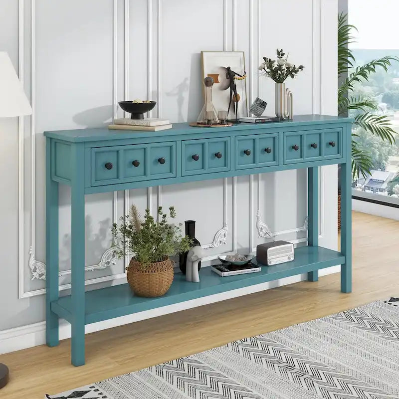Rustic Entryway Console Table with Storage