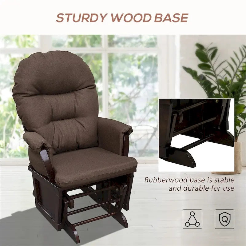 Nursery Glider Rocking Chair with Ottoman,Thick Padded Cushion Seating
