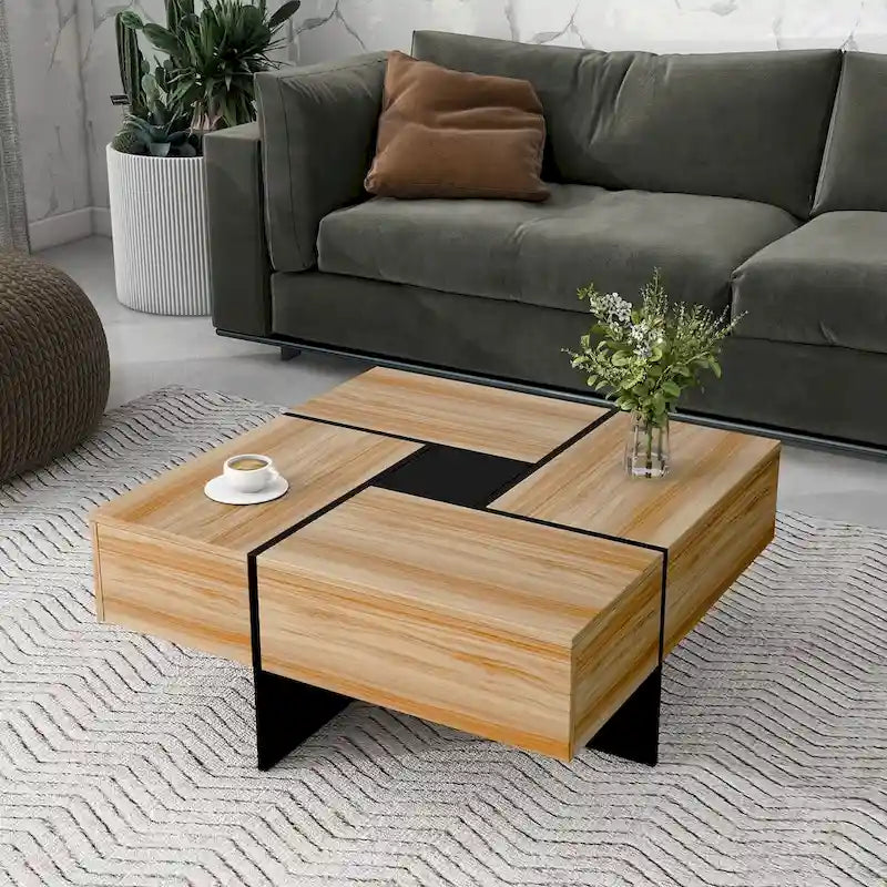 Coffee Table with 4 Hidden Storage Compartments