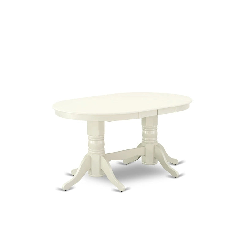 East West Furniture 9 Piece Kitchen Table Set- an Oval Dining Table and 8 Shitake Linen Fabric Chairs, Linen White