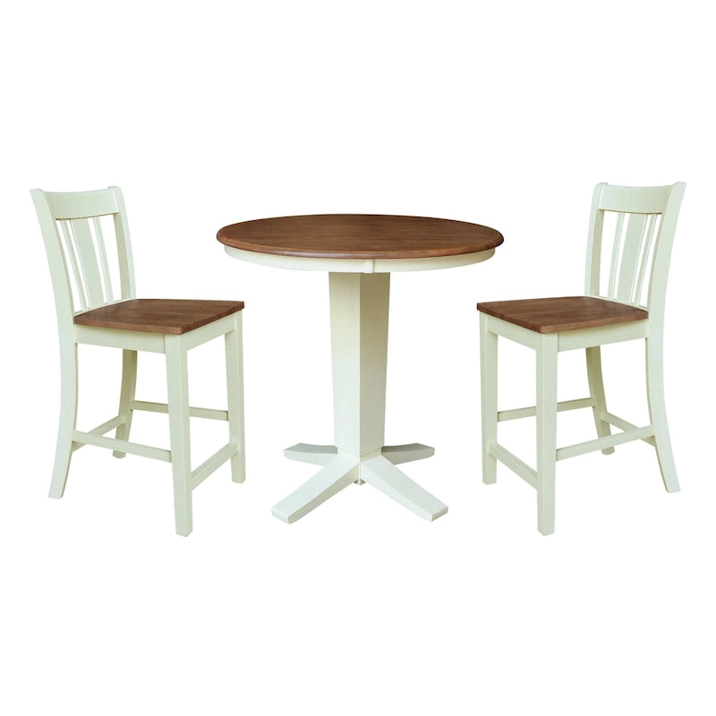 36 in Solid Wood Round Top Counter Height Dining Table with Stools