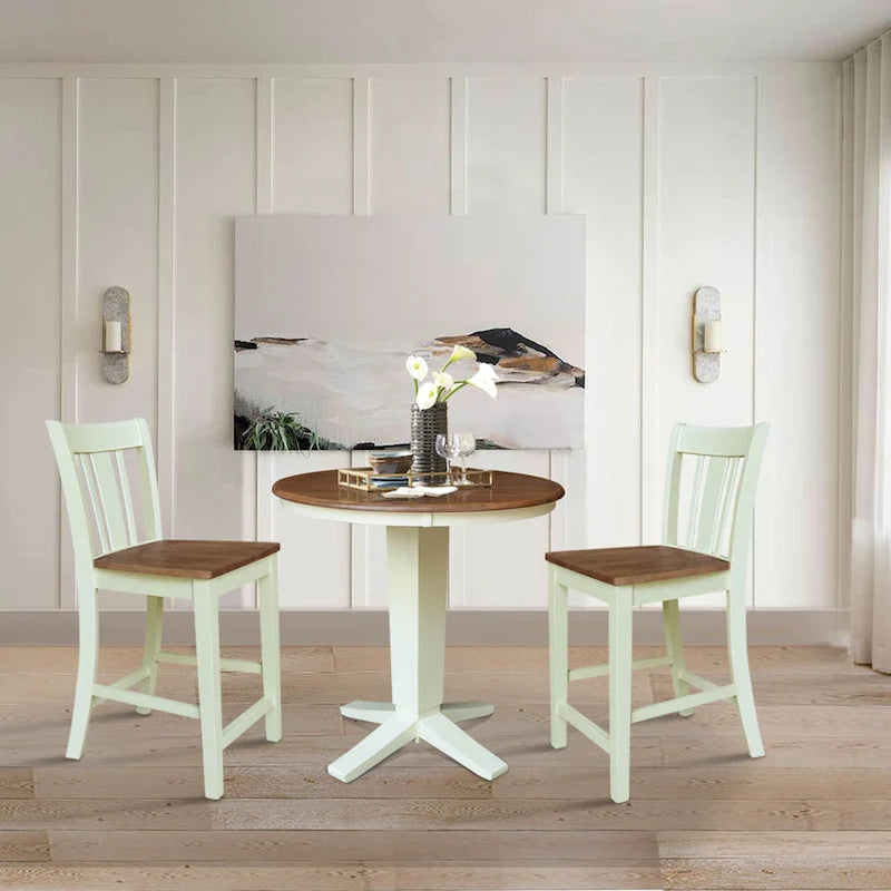 36 in Solid Wood Round Top Counter Height Dining Table with Stools