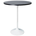 LeisureMod Verve 27 Round Dining Table with MDF Wood TableTop and White Steel Base for Kitchen & Dining Room