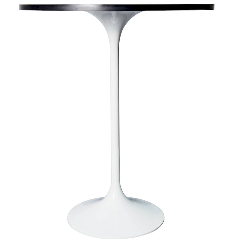 LeisureMod Verve 27 Round Dining Table with MDF Wood TableTop and White Steel Base for Kitchen & Dining Room