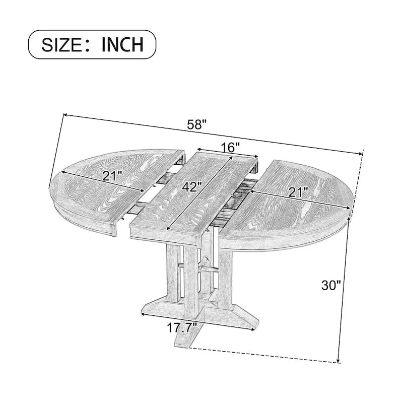 Nestfair Retro Style Dining Table with Extendable Tabletop - N/A