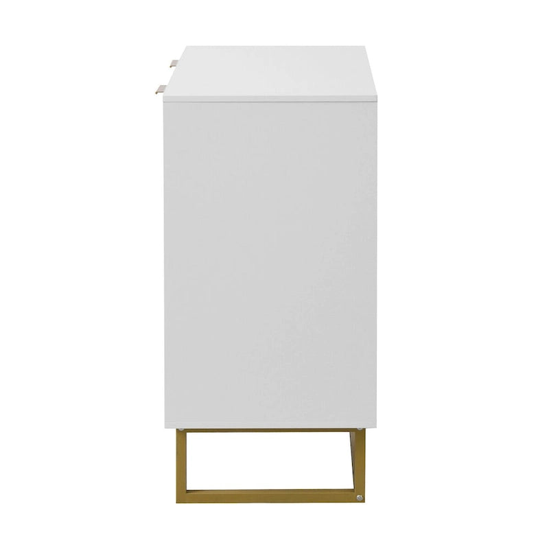 2-Door Buffet Sideboard Cabinet, White Wood Storage Cabinet with Adjustable Shelf for Living Room, Kitchen, Bedroom