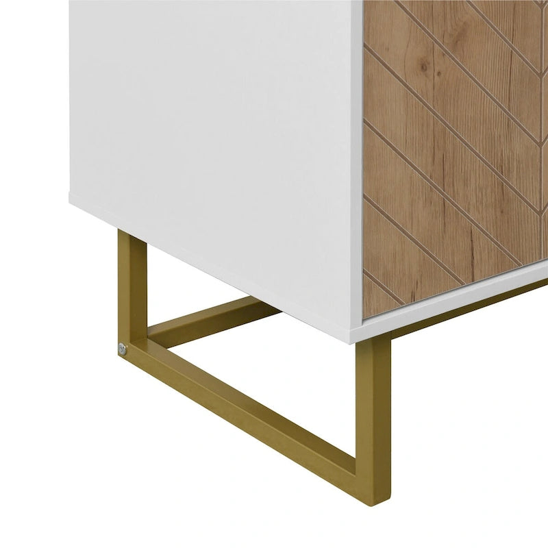 2-Door Buffet Sideboard Cabinet, White Wood Storage Cabinet with Adjustable Shelf for Living Room, Kitchen, Bedroom