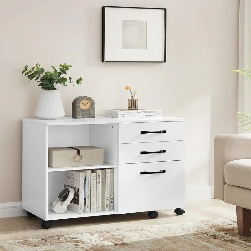 3 Drawers and Open Storage Shelves - 15.7D x 31.5W x 26H