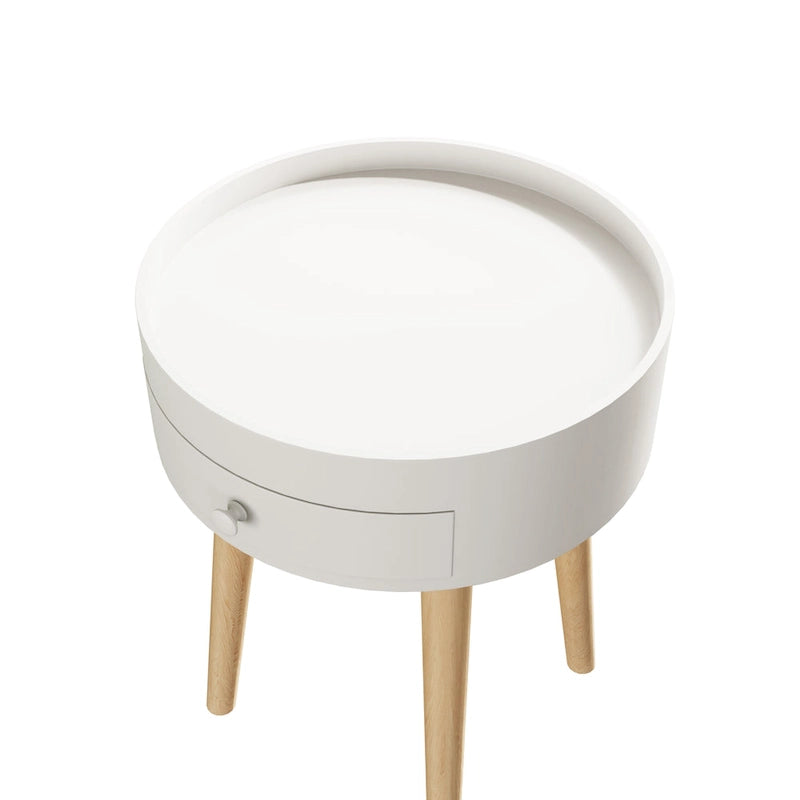 Modern Coffee Table with Drawer, Bedside Table, Sofa Side Table, Oak Table Legs, Suitable for Living Room and Bedroom