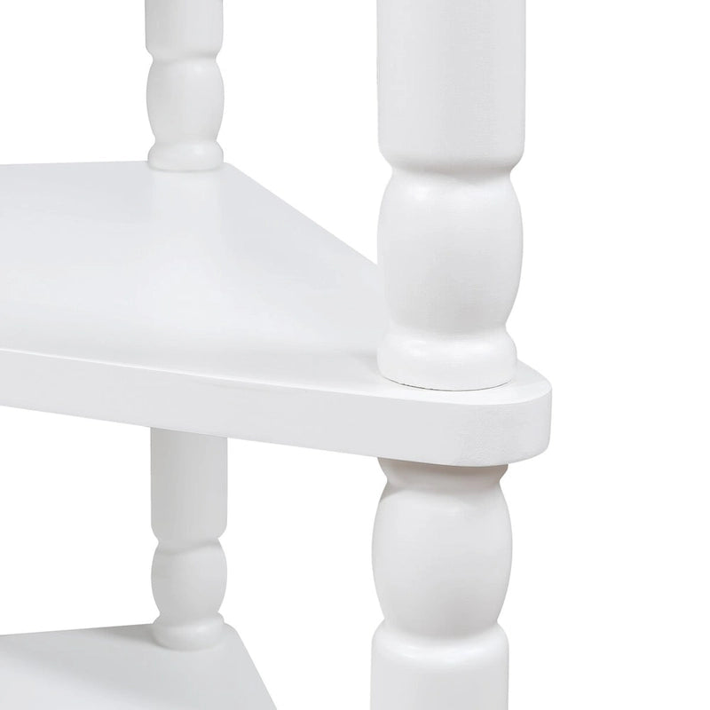33.8Small Triangle Corner Table, Wood Side Table for Small Spaces Living Room, 3 Tier End Corner Table with Solid Wood Legs