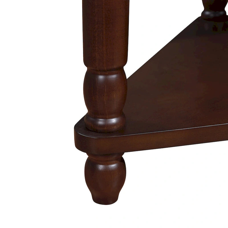 33.8Small Triangle Corner Table, Wood Side Table for Small Spaces Living Room, 3 Tier End Corner Table with Solid Wood Legs