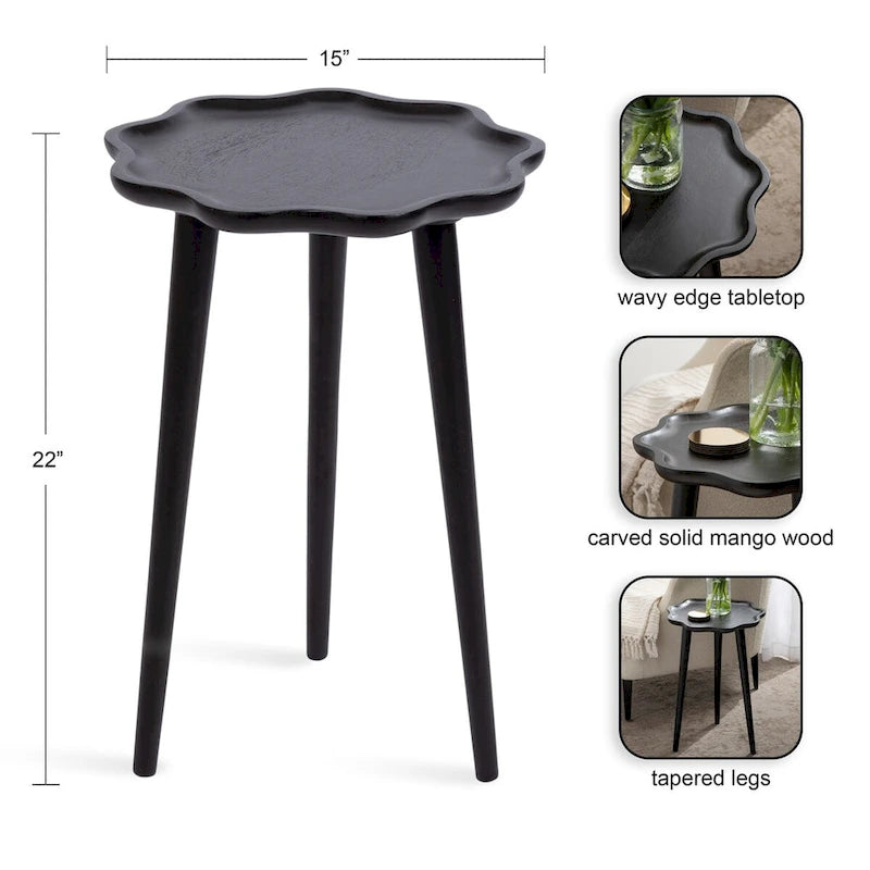 Kate and Laurel Alezar Scallop Wood Side Table