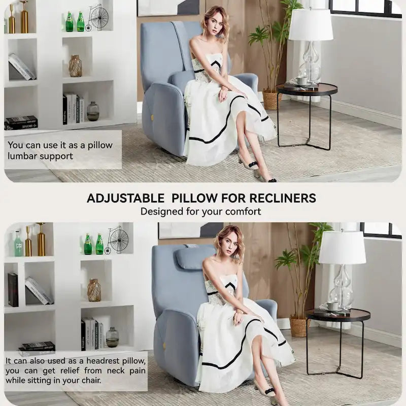 Swivel & Rocker Power Recliner Chair with Lumbar and Neck Support Pillow, USB, Type-C Ports