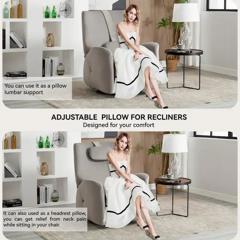 Swivel & Rocker Power Recliner Chair with Lumbar and Neck Support Pillow, USB, Type-C Ports