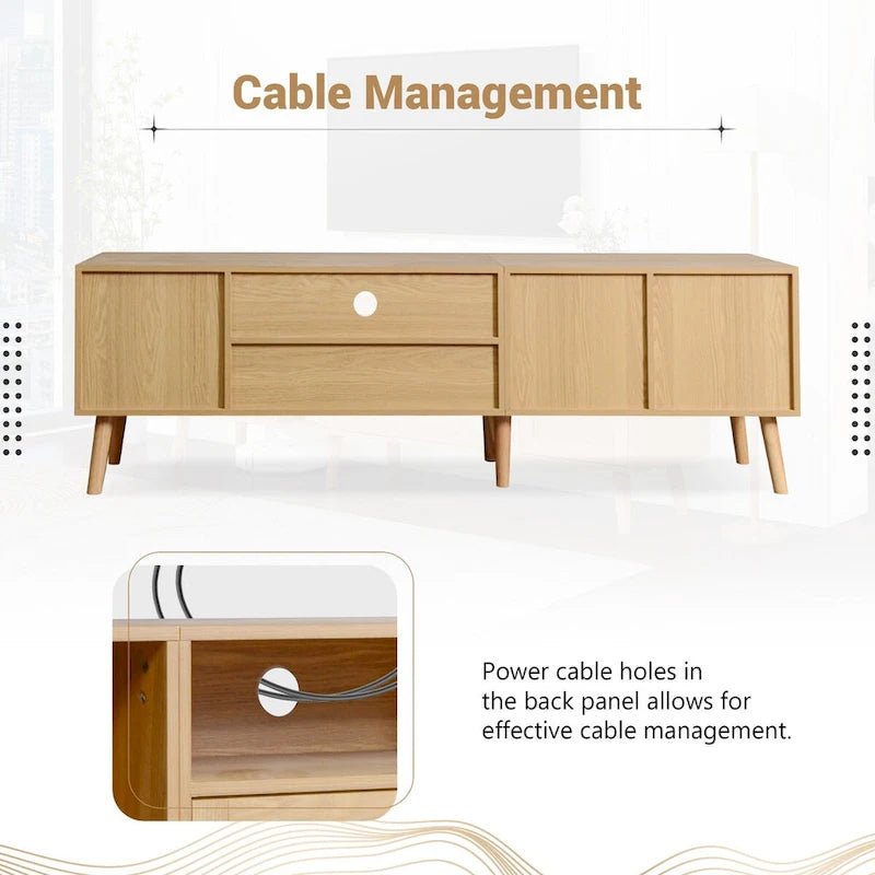 TV Stand for TVs up to 80 with Solid Wood Legs and Ample Storage Space