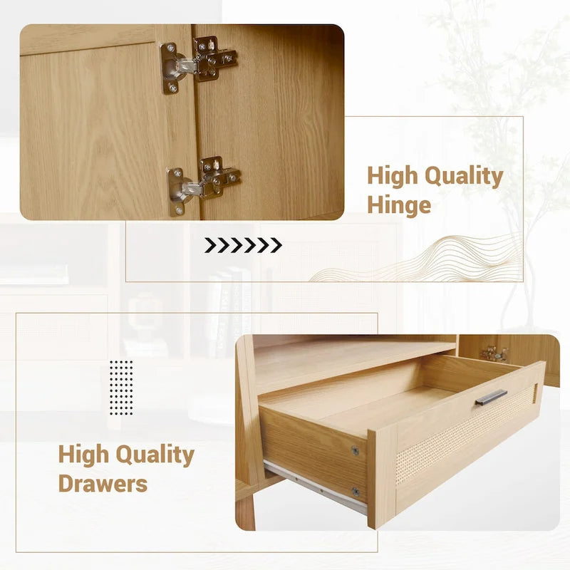 TV Stand for TVs up to 80 with Solid Wood Legs and Ample Storage Space
